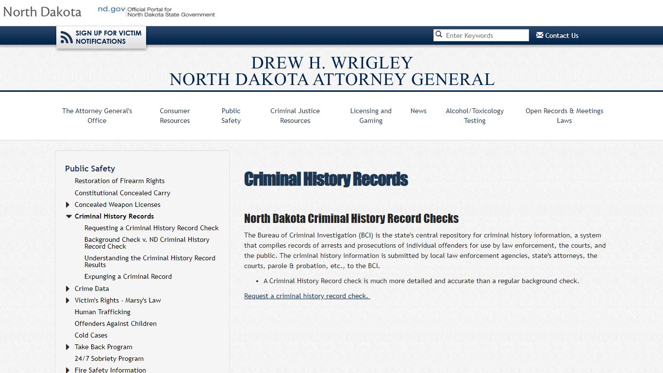 Criminal History Records | Attorney General