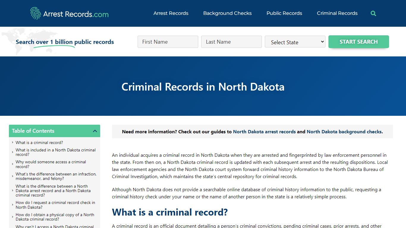 North Dakota Criminal Records - Arrest Records.com